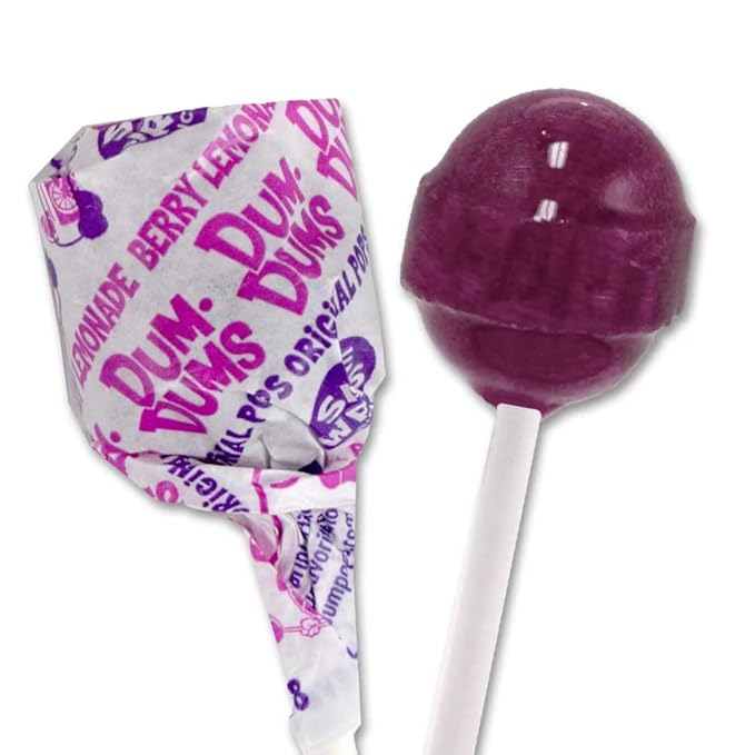 Dum Dums Berry Lemonade Lollipops - Bulk Candy Box with Lollipops Individually Wrapped, Single Flavor Gourmet Suckers - 50 Count