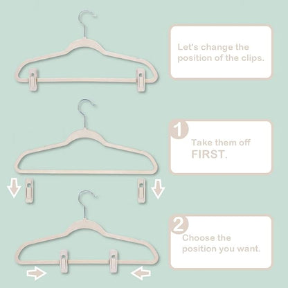Trgowaul Velvet Hangers Clips, Pants Hangers Velvet Clips, Strong Finger Clips Perfect for Thin Velvet Hangers (60pc, Beige)