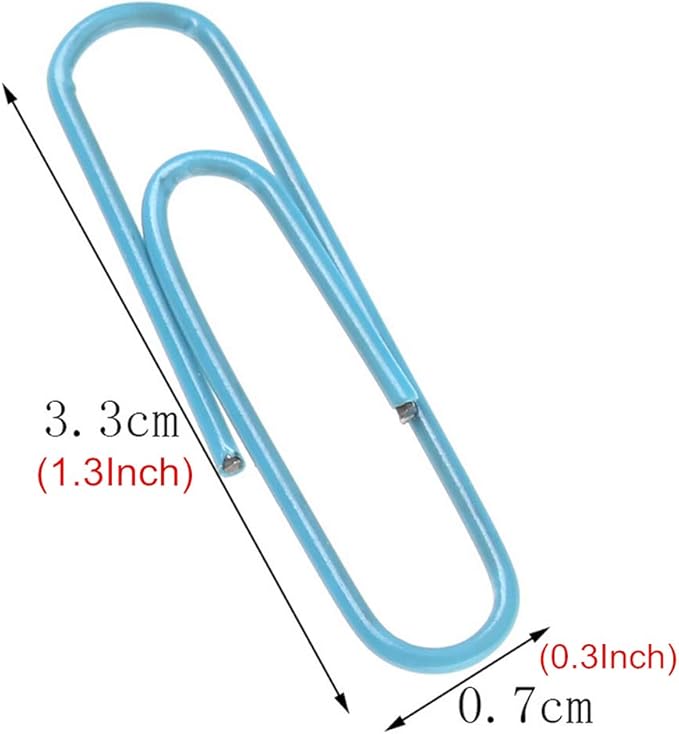 500 PCS Colored Paper Clips, Medium 33 mm/1.3Inch Assorted Paperclips Vinyl Coated Clips for Office School Personal (1.3Inch)