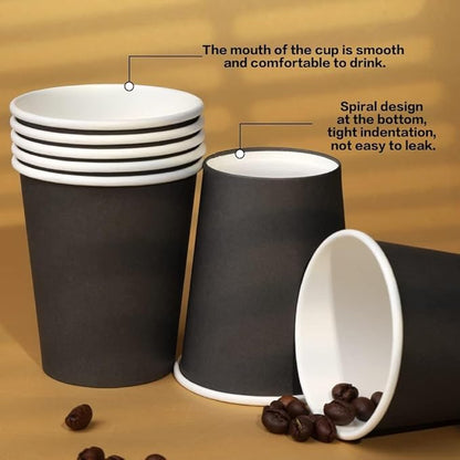 Paper Cups 8 oz 25 Pack, Disposable Paper Coffee Cups, Disposable Paper Cups for Hot or Cold Beverage Drinking for Halloween, Party, Picnic, BBQ, Travel, and Event -Black