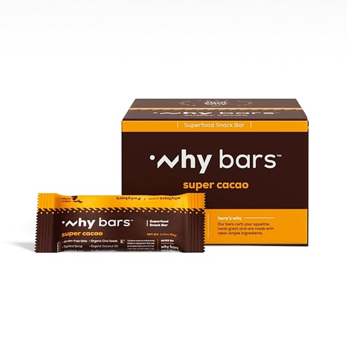 Protein Bars, Super Cacao, 2.04 Ounce Bars (Pack of 12 Protein Bars) - Protein Bar Superfood, Gluten Free, Non GMO, Organic, Vegan, Simple Ingredients