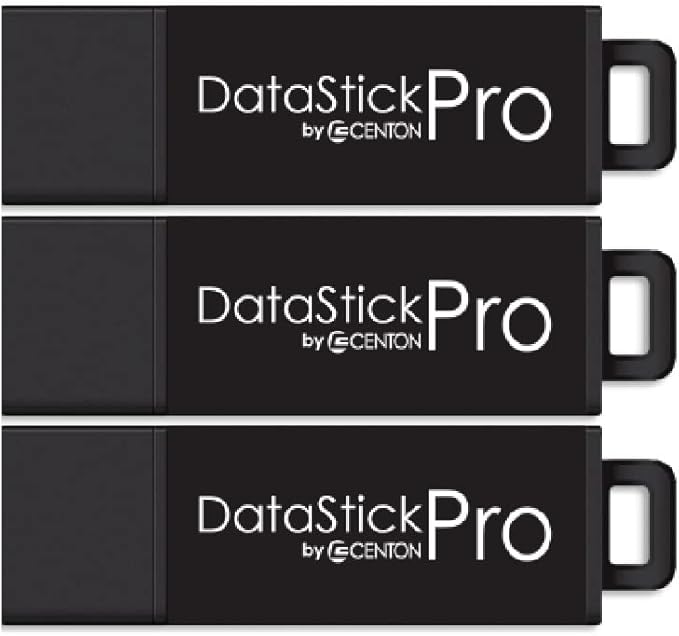 8GB DataStick Pro by Centon, 3 Pack, USB 3.2 Gen1 Flash Drive Memory Stick for Storage and Backup