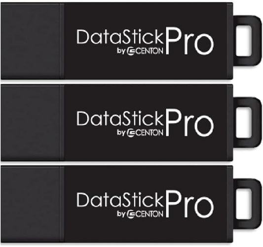 Centon DataStick Pro USB 3.2 Gen 1 Flash Drive 64GB x 3, Black (S1-U3P6-64G-3B)