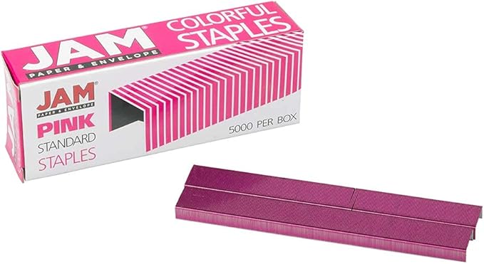 JAM PAPER Standard Size Colorful Staples - Fuchsia Pink - 5000/box