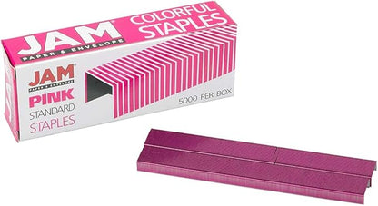 JAM PAPER Standard Size Colorful Staples - Fuchsia Pink - 5000/box