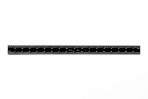 PEC Tools 18-Inch Rigid Stainless Steel Metal Ruler, High-Contrast Black Chrome Finish, 3R Graduation (1/32", 1/64", 1/10", 1/50"), Fully Hardened and Tempered, Made in USA