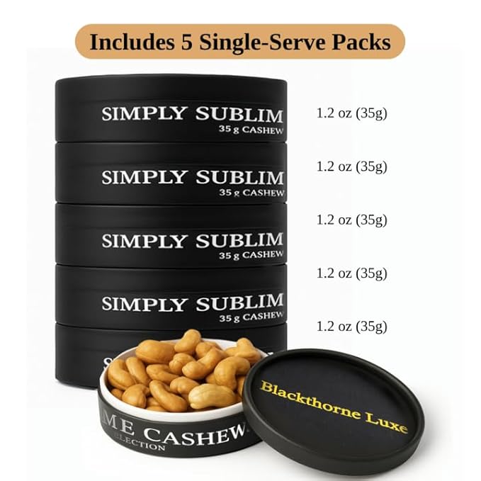 SINGLE SERVE PACKS (Pack of 5) Simply Sublime Cashews Roasted Lightly Salted – Jumbo, Hand Sorted & Roasted with Himalayan Pink Salt – Impress your guests with this rare bit of indulgence.