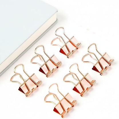 50 Pack Small Rose Gold Binder Clips 3/4 Inch (19 mm), Colored Little Paper Clamps, Tiny Mini Paper Clips for Office Home School Business 0.75"