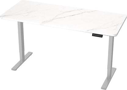 VIVO Electric Dry Erase 60 x 24 in Standing Desk, Memory Height Adjustment, 1B Series, White Marble Pattern Top, Gray Frame, DESK-KIT-1G6WM
