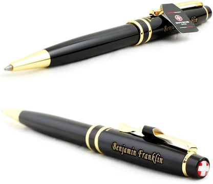 Free Engraving - Personalized Roller Ballpen, Ballpoint pen, Ball pen, Refillable Pens, Retractable Medium Point Black Ink, Custom Gifts for Men, Women, Classy Gift Box