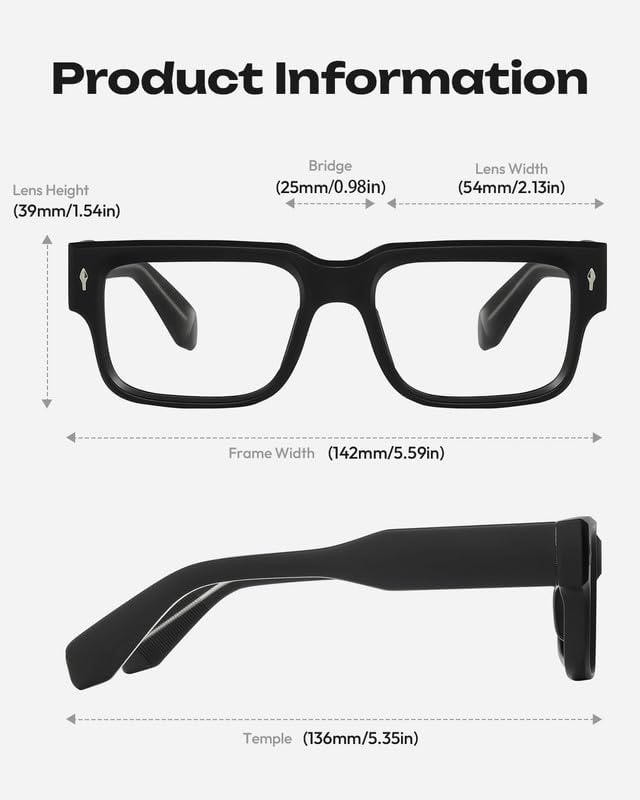 Blue Light Blocking Glasses - Anti Glare & Eyestrain, 99% Filter, Lightweight Acetate Frame for Gaming/Office/Reading