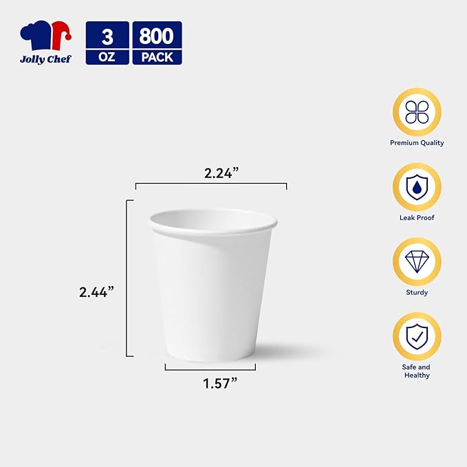 JOLLY CHEF 800 Pack Disposable Bathroom Cups 3 oz, Small Mouthwash Paper Cups for Party, Picnic, BBQ