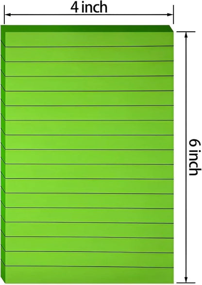 (9 Pack) Lined Sticky Notes Pads, 9 Bright Colors Post Sticky Notes 4x6 Inches,  Sticky Notes Perfect for Office,School,Meeting and Home.
