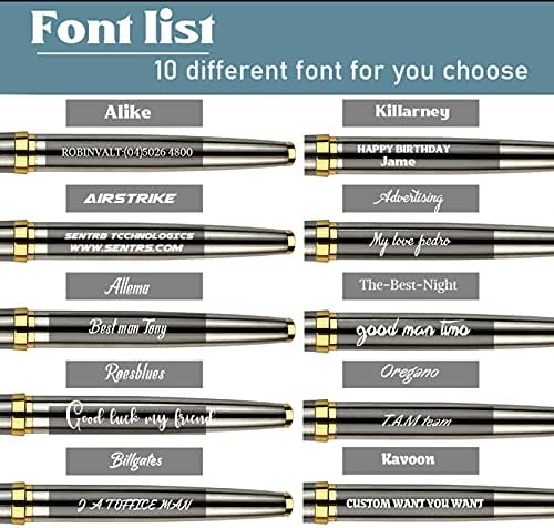 Ancolo Engraved Pens Luxury Roller Pens with 5 Gfit Box 10 extra Black Refills Metal Body Engraved with Your Message Personal Names Phone Number, Gift for Men Women
