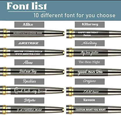 Ancolo Engraved Pens Luxury Roller Pens with 5 Gfit Box 10 extra Black Refills Metal Body Engraved with Your Message Personal Names Phone Number, Gift for Men Women