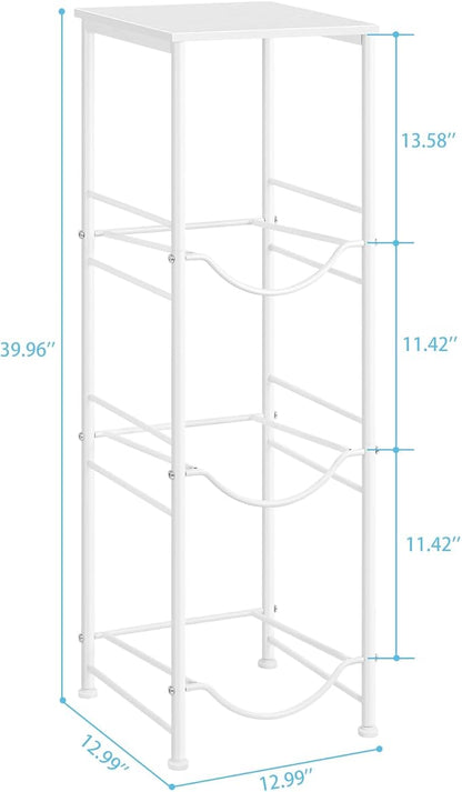 5 Gallon Water Bottle Jug Holder 3-Tier Water Bottle Holder Organizer with Top Shelf, Heavy Duty Water Dispenser Stand Rack for Kitchen Living Room Office, White