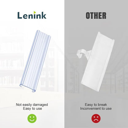 Lenink 20Pcs Wire Shelf Label Holders,Plastic Wire Rack Label Holder Compatible with Metro and Nexel 1-1/4in Shelves,Label Area 6in Lx1.25in H (Label Paper Not Included)