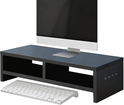 Monitor Stand, with Sleek Modern Design, 50x20x13cm, Monitor Stand Riser, Wireless Charging Desk Organizer, Ergonomic Height, for Multitasking and Desktop Organization