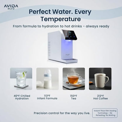 Ultra Instant Hot and Cold Water Dispenser - Bottleless Water Dispenser Countertop with Full Installation Kit and Quiet Multi-Stage Filtration + UV Sterilization & Modern Touchscreen Design
