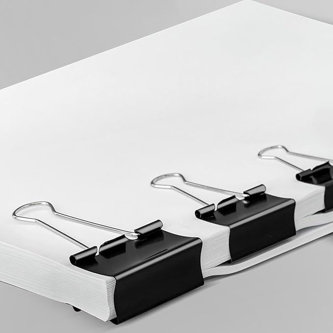 208 PCS Assorted Metal Binder Clips, Bulk Paper Clamps for School, Office, and Teachers, Black Binding Paper Clips in Various Sizes