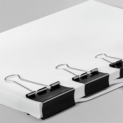 208 PCS Assorted Metal Binder Clips, Bulk Paper Clamps for School, Office, and Teachers, Black Binding Paper Clips in Various Sizes