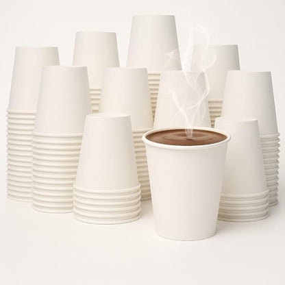 360 Count Pack 12 oz Disposable Paper Coffee Cups, Hot & Cold Drink Cups for Coffee, Tea, Juice, Leak-Proof Food Safe White Paper Cups for Home, Office, Cafes, Travel,