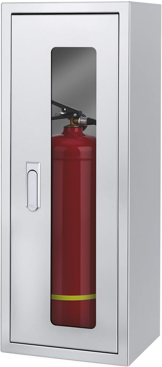 Fire Extinguisher Cabinet ,Wall Mount Fire Extinguisher Box ,Surface Mounted, 25-9/16" H x 9-13/16" W x 6-7/8" D Heavy Duty Fire Extinguisher Mount Stainless Steel (Stainless Steel Color)