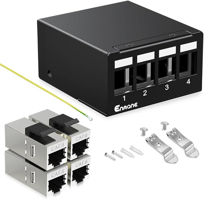 4 Port Patch Panel CAT6 Keystone Patch Panel (EC Listed) Network for Home/Office (1U 4Port, CAT6 Shielded)