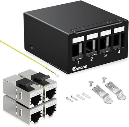 4 Port Patch Panel CAT6 Keystone Patch Panel (EC Listed) Network for Home/Office (1U 4Port, CAT6 Shielded)