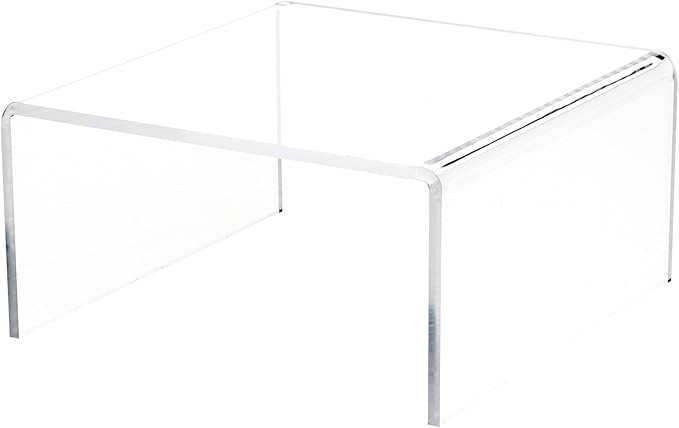 Plymor Clear Acrylic Short Square Display Riser, 4" H x 8" W x 8" D (1/4" thick) (3 Pack)
