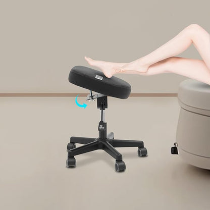 Footrest Stool Under Desk, Rolling Swivel Stool Chair with Height and Tilt Angle Adjustment, 360° Rolling Massage Chair with Wheels, Ergonomic Foot Rest for Home Office,Gaming,Salon,Massage,Study Room