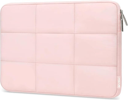 MOSISO 15-15.6 inch Laptop Case, 16 inch Puffy Laptop Sleeve Compatible with MacBook Pro 16 M4 M3 M2 M1, HP, Dell, ASUS, Lenovo Notebook, Rectangle Quilted Puffer Computer Bag for Women, Pink