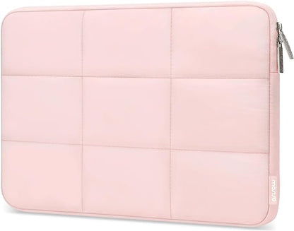 MOSISO 13-14 inch Laptop Case, 13.3 inch Puffy Laptop Sleeve Compatible with MacBook Air 13 13.3 13.6/Pro 13/14, HP, Dell, ASUS, Lenovo, Rectangle Quilted Puffer Computer Bag for Women, Pink