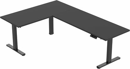 VIVO Electric 78 x 55 inch Square Corner Memory L Shaped Stand Up Desk, Black Table Top, Black Frame, Corner Height Adjustable Workstation, 3E-S Series, DESK-KIT-3E5SB