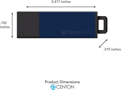 Centon DataStick Pro2 USB 2.0 Flash Drive 64GB x 2, Blue (S1-U2T1-64G-2)