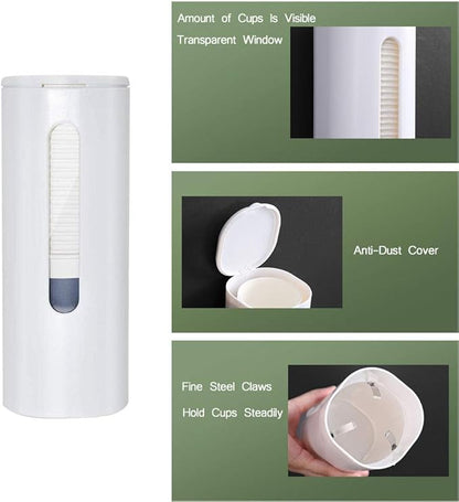 Disposable Cup Dispenser, Wall Mounted, Paper Cup Organizer, Self Adhesive, No Drilling Holes, Single Tube