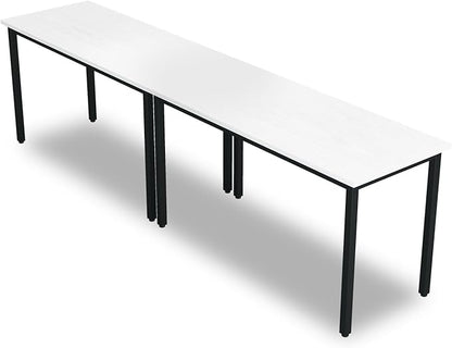 Bonzy Home Conference Tables 8ft Office Computer Desk for Meeting Room Study Writing Printer Podcast Table for 4-8 People Modern White 2PCS 94.4"x23.6"x29.5"