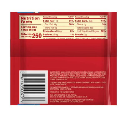 Sun-Maid Vanilla Yogurt Coated Raisins - (80 Pack) 0.5 oz Mini Snack-Size Box - Yogurt Covered Dried Fruit Snack for Lunches and Snacks
