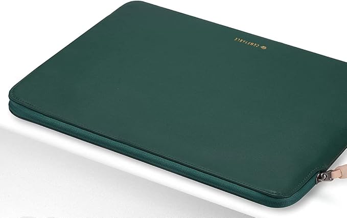 Comfyable Slim Protective Laptop Sleeve 14 Inch Snugly Compatible with MacBook Pro 14-inch M4 M3 M2 M1 Pro/Max 2024, PU Leather Bag Waterproof Cover Notebook Computer Case for Mac, Green