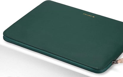 Comfyable Slim Protective Laptop Sleeve 14 Inch Snugly Compatible with MacBook Pro 14-inch M4 M3 M2 M1 Pro/Max 2024, PU Leather Bag Waterproof Cover Notebook Computer Case for Mac, Green