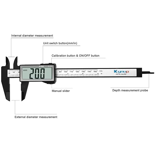 Kynup Digital Caliper with Large Screen, Caliper Measuring Tool, Micrometer Caliper Digital, Caliper Tool for Mechanics, Jewelers, Woodworkers, Inch and Millimeter Conversion (6Inch/150mm)