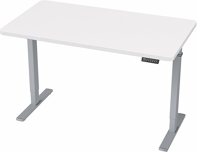 VIVO Electric 43 x 24 in Standing Desk, Memory Height Adjustment, 1B Series, One-Piece White Top, Gray Frame, DESK-KIT-1G4W