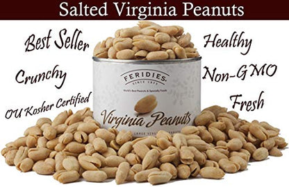 FERIDIES Extra Large Virginia Peanuts, Non-Gmo, No Preservatives, Cooked in Pure Peanut Oil, Vacuum-Sealed 1.12 Pound (Pack of 2) Salted