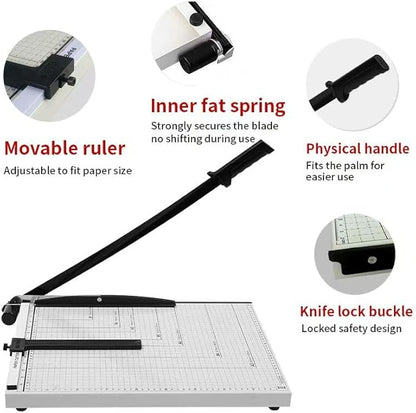 Guillotine Paper Cutter 18 Inch - Professional Large Paper Heavy Duty Trimmer, Steel Base 12-Sheet Capacity for Cardstock & Photos, Safety Lock & Self-Sharpening Blade for Office, School, Craft Studio