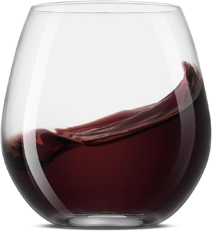 JoyJolt Spirits Stemless Wine Glasses for Red or White Wine (Set of 4)-15-Ounces