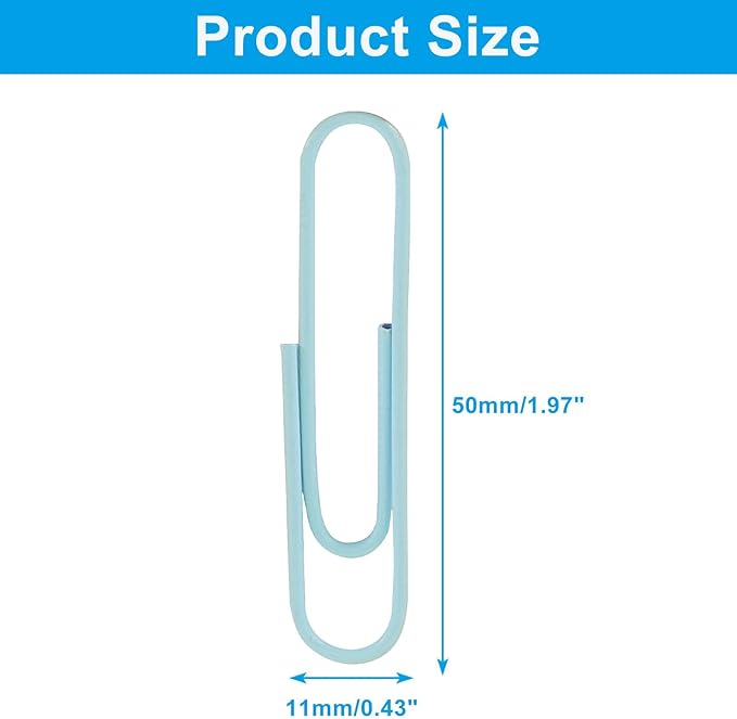 100Pcs 2 Inch Large Paper Clips, Light Green Coated Jumbo Reusable Big Paperclips for Office School Home Document Organizing
