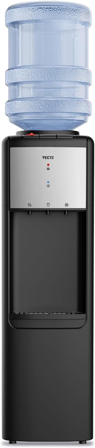 VECYS Hot and Cold Top Load Water Cooler Dispenser, 3 or 5 Gallon with Child Safety Lock, Built-in Refrigerating Compressor and 304 Stainless Steel Water Tank