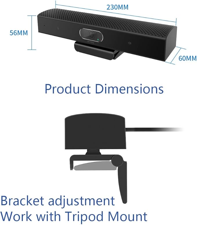 Conference Room Camera, 3-in-1, 1080p Full HD Webcam with Microphone and Speaker, USB Plug and Play, Wide Angle Video Conference Camera for Desktop, Laptop, Mac, PC (Black)