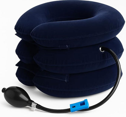 Neck Stretcher, Cervical Traction Device, Neck Traction Device for Neck Pain Relief, Adjustable Inflatable Neck Stretcher Cervical Traction and Neck Brace, Neck Decompression Home Use (Blue)