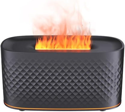 Flame Diffuser Humidifier for Essential Oils - Fire Ultrasonic Aroma Diffusers, USB Personal Desktop Quiet Cool Mist Small Humidifier with Auto-Off for Home Office Bedroom (Black)